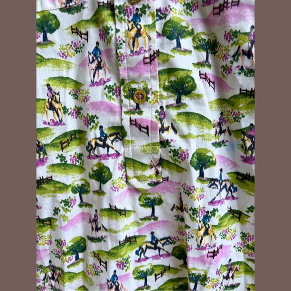Ariat Pasture Print Shirt | Green Pink Riders | Size S | Vintage - Picture 4 of 5
